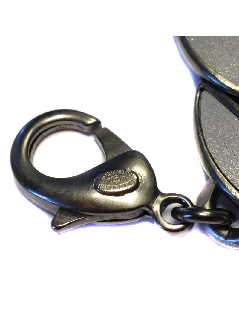 Bracelet CHANEL en métal argenté gris