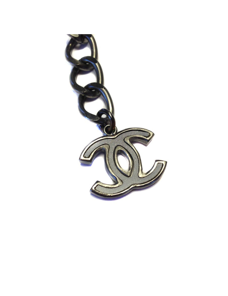Bracelet CHANEL en métal argenté gris