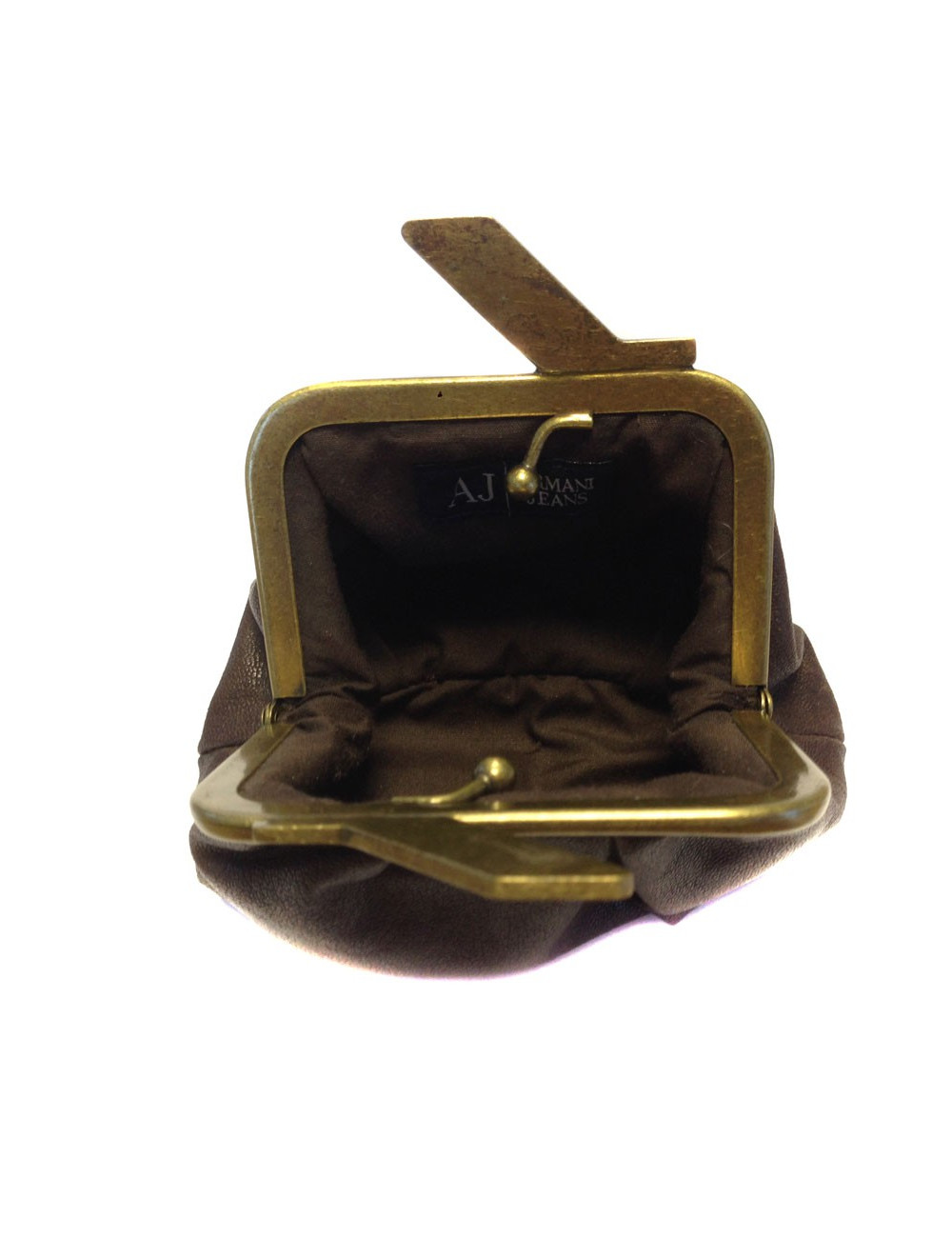 Porte monnaie ARMANI Jean's Vintage en cuir marron