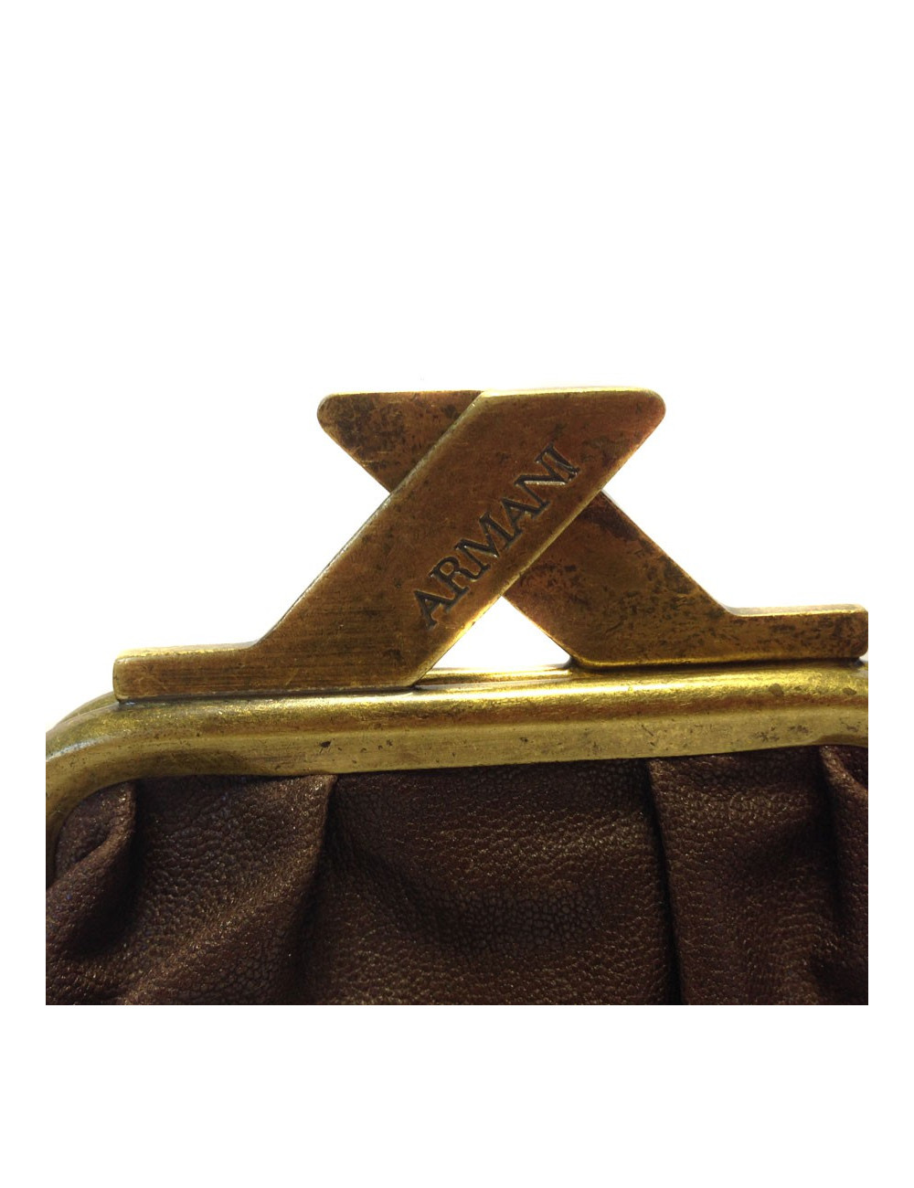 Porte monnaie ARMANI Jean's Vintage en cuir marron