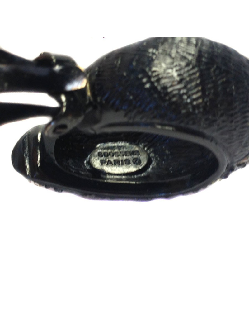 Boucles d'oreille  clips GOOSSENS  métal argenté noirci et strass