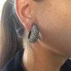 Boucles d'oreille clips GOOSSENS métal argenté noirci et strass