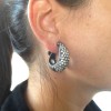 GOOSSENS blackened silver metal clips and rhinestone earrings