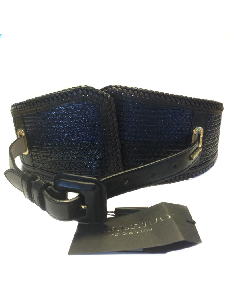Ceinture BURBERRY PRORSUM en cuir marron, noir et bleu