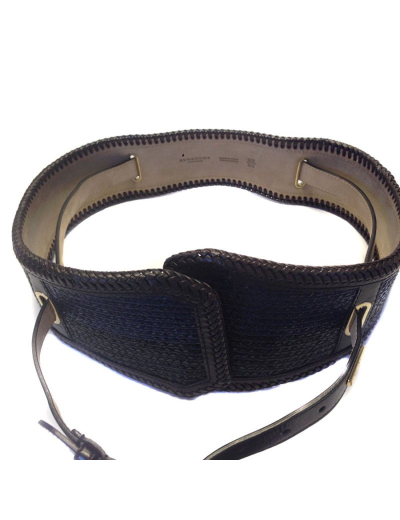 Ceinture BURBERRY PRORSUM en cuir marron, noir et bleu