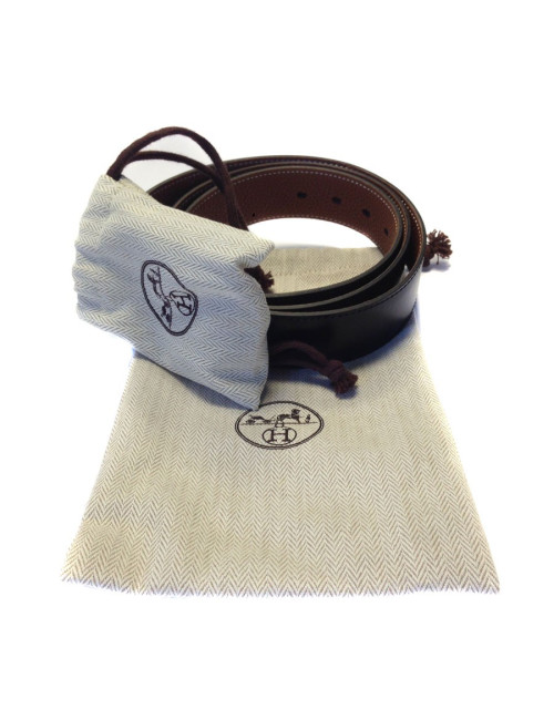 Belt HERMES reversible leather black and gold