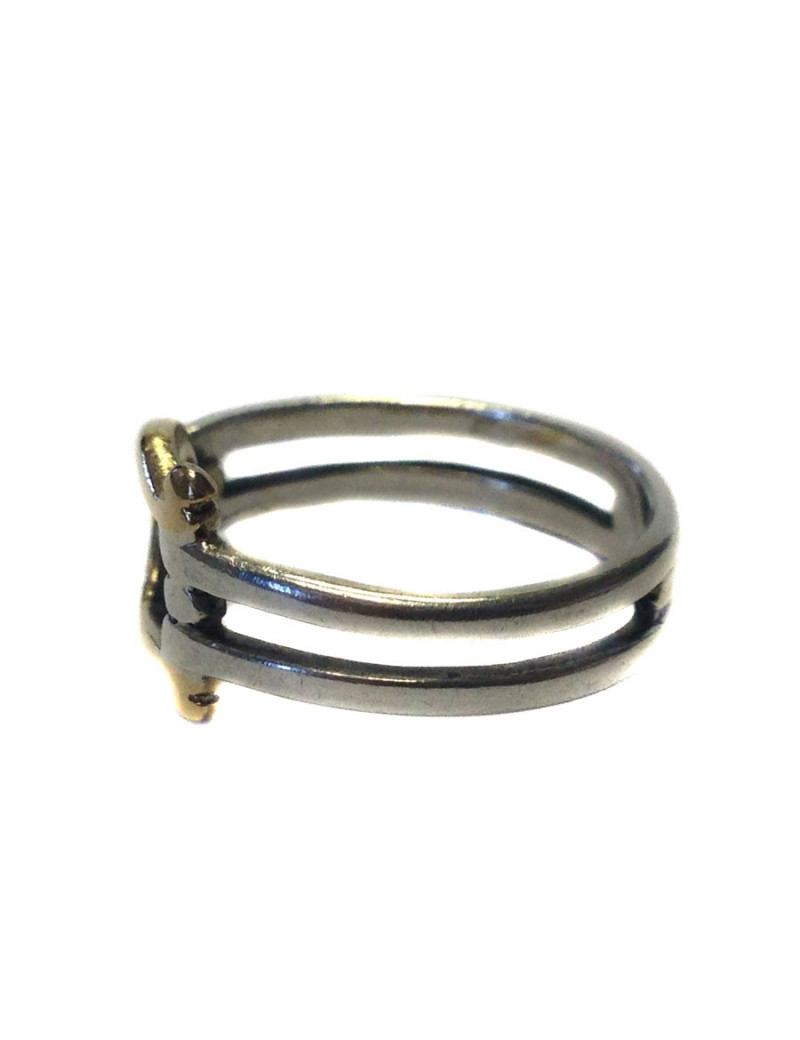 Bague HERMES taille 50 en argent et  or Vintage