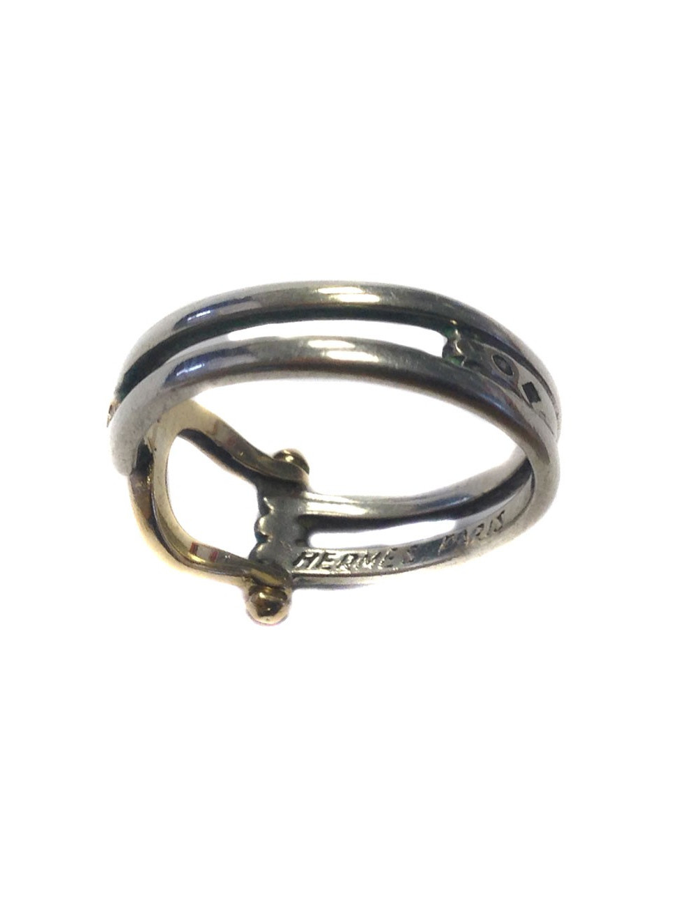 Bague HERMES taille 50 en argent et  or Vintage
