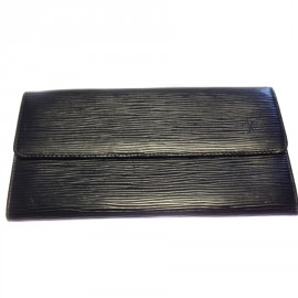 LOUIS VUITTON black epi leather wallet - VALOIS VINTAGE PARIS