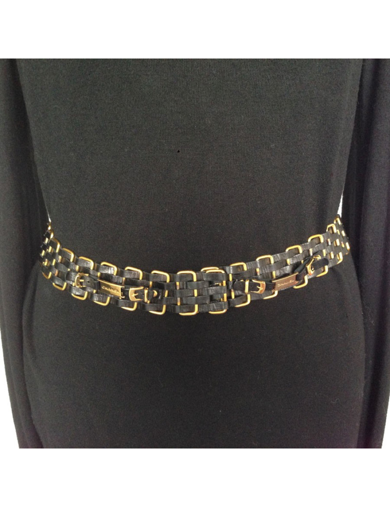 Ceinture CHANEL en cuir et métal
