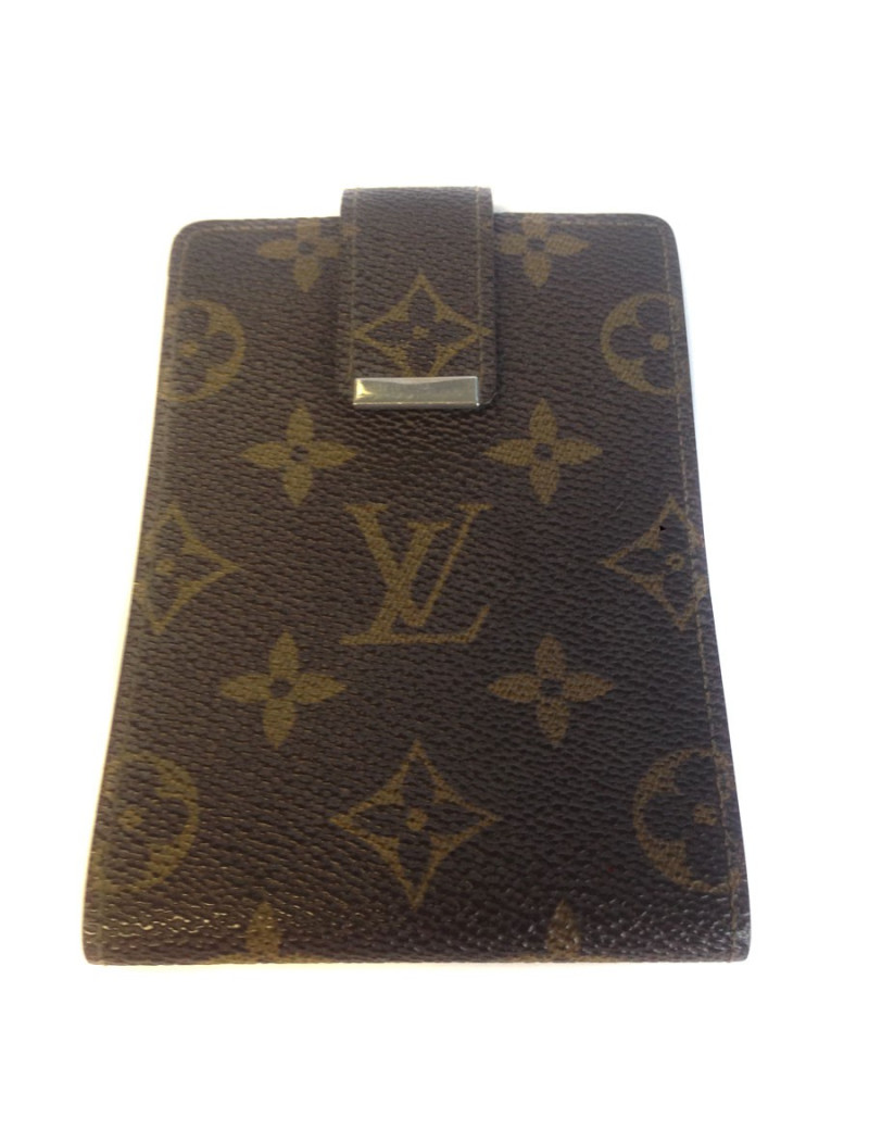 Porte chéquier LOUIS VUITTON en toile enduite monogrammée et cuir