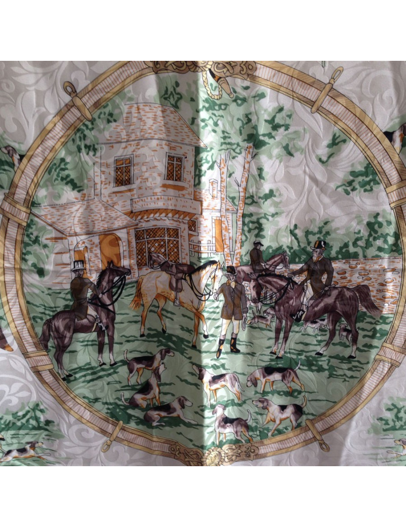 Foulard LORIS AZZARO en soie prune et ivoire