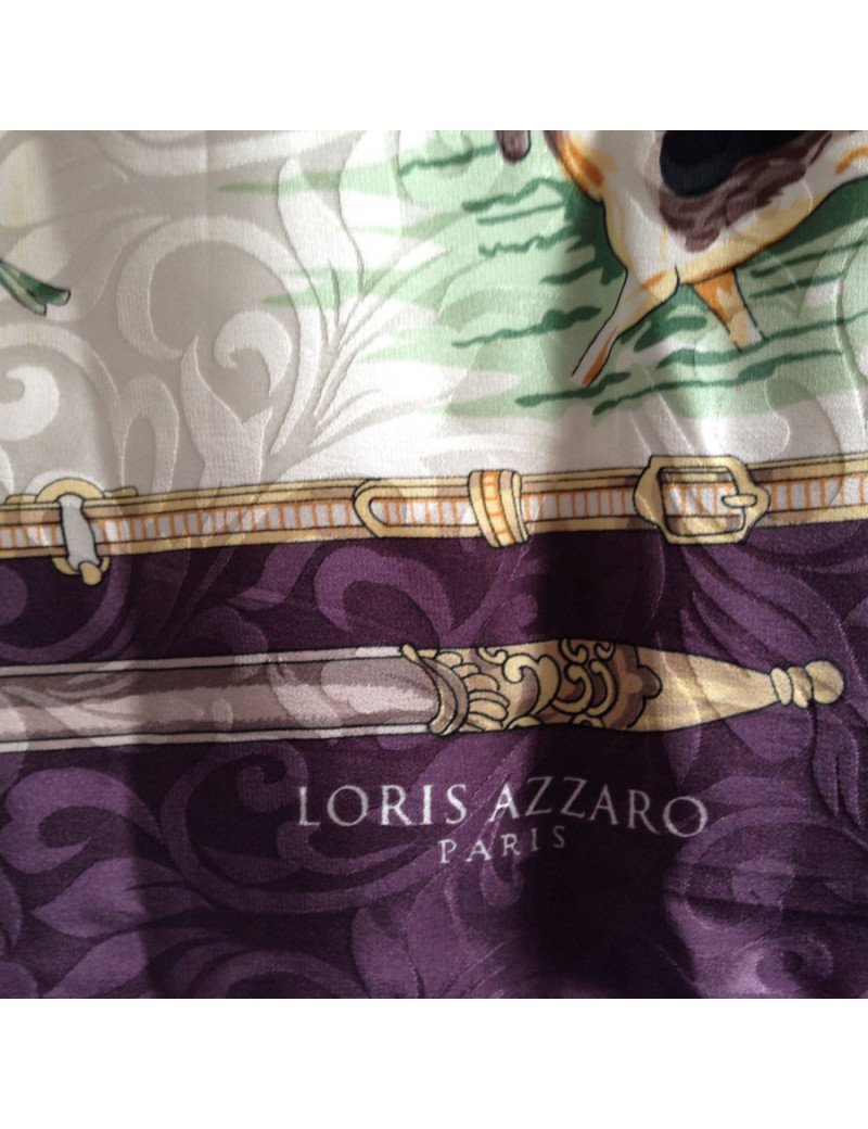 LORIS AZZARO plum and ivory silk scarf