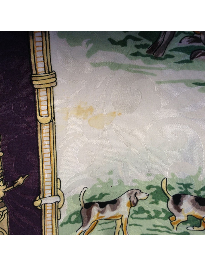 Foulard LORIS AZZARO en soie prune et ivoire