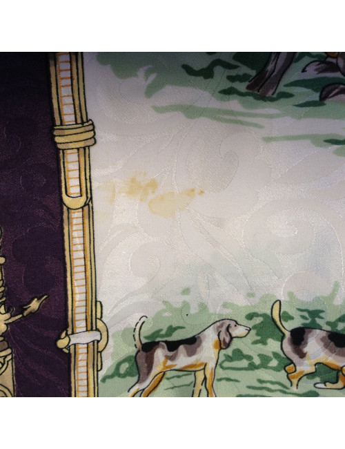 LORIS AZZARO plum and ivory silk scarf