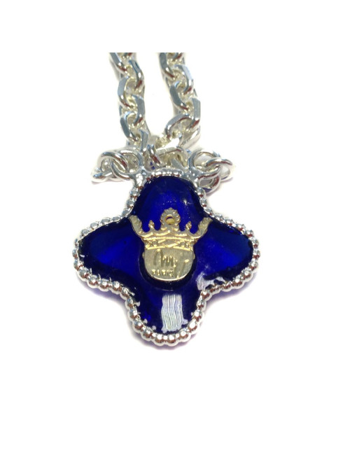 MARGUERITE of VALOIS sapphire glass clover necklace