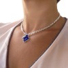 MARGUERITE of VALOIS sapphire glass clover necklace