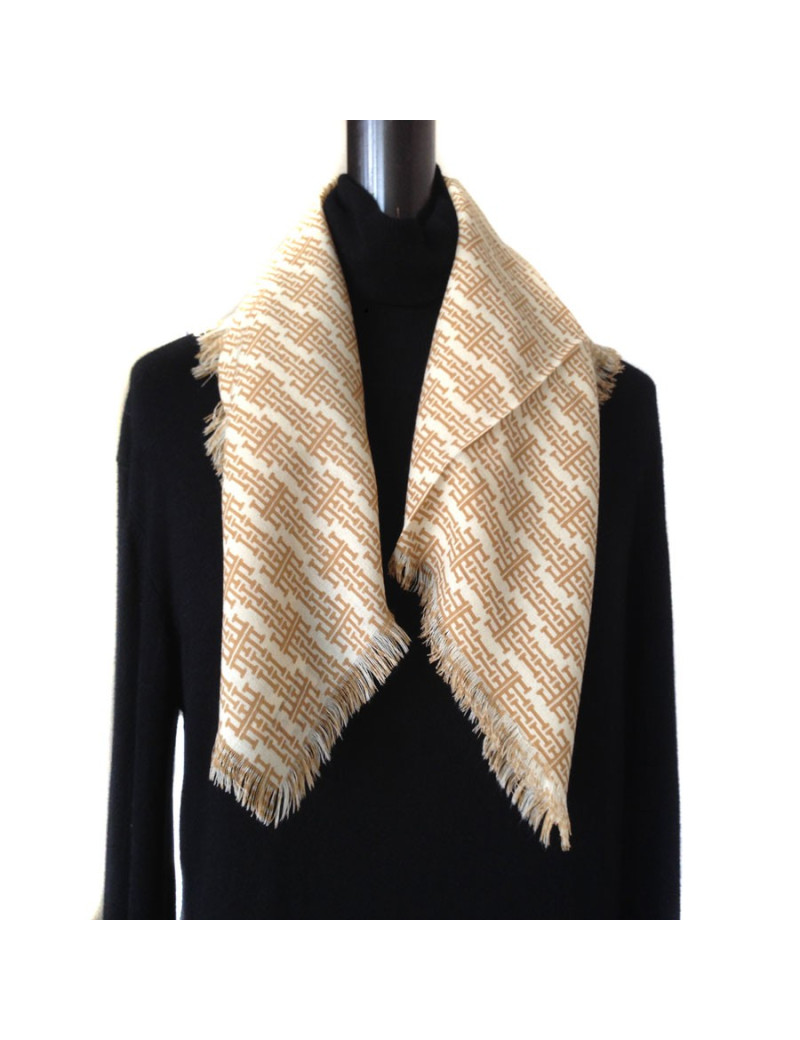 Scarf HERMÈS vintage beige pattern: wool