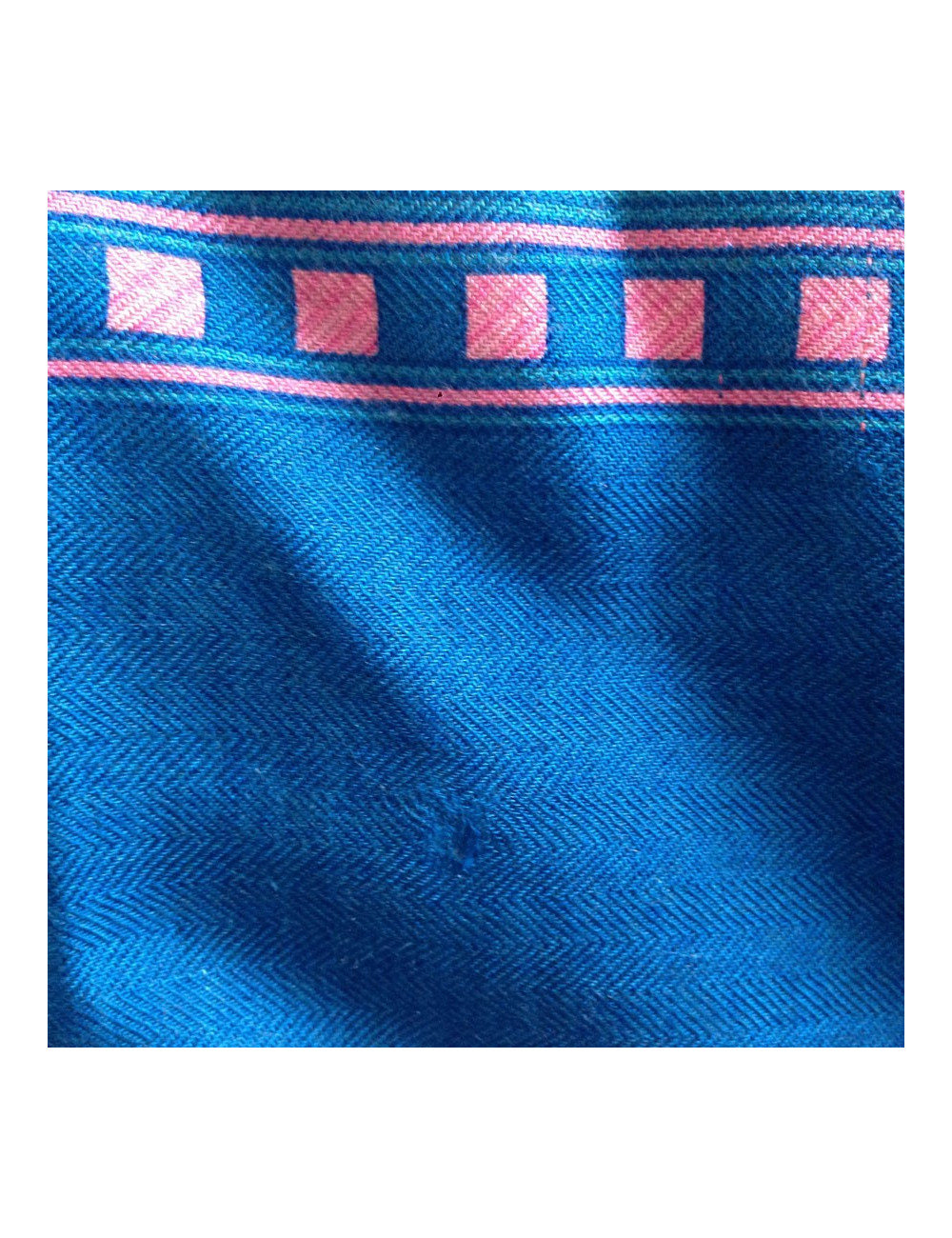 Shawl HERMES 'Game of straw' in cashmere and silk blue duck