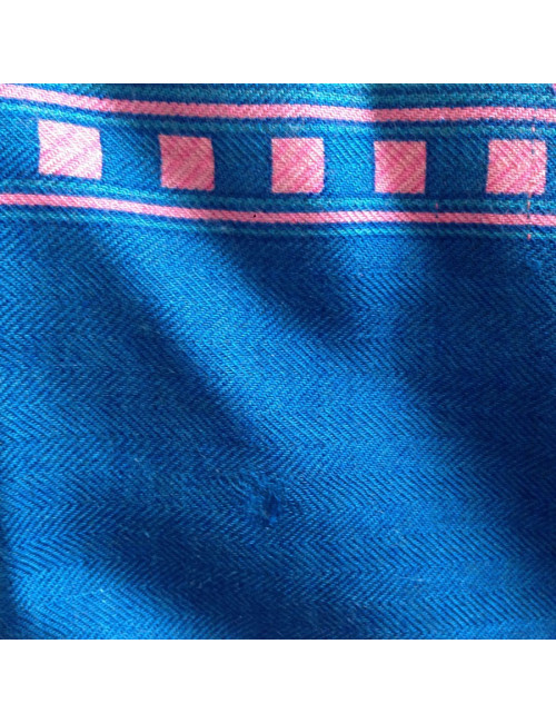 Shawl HERMES 'Game of straw' in cashmere and silk blue duck
