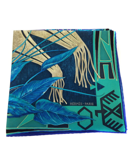 Hermès "WA ' KO NI" Princess Indian in blue silk