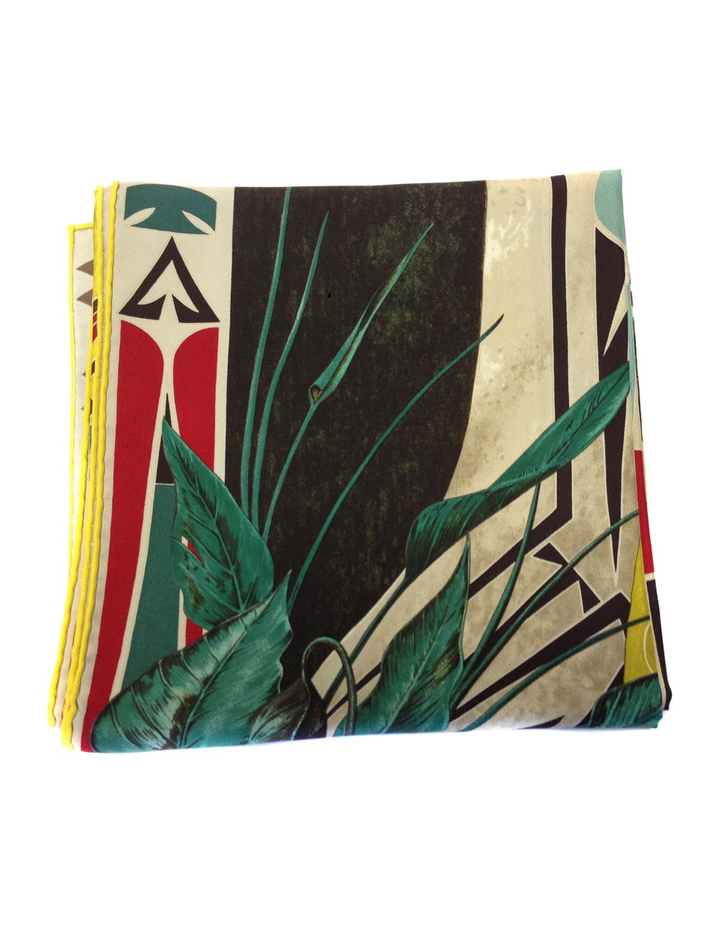 Carré HERMES "WA'KO NI" princesse indienne en soie jaune