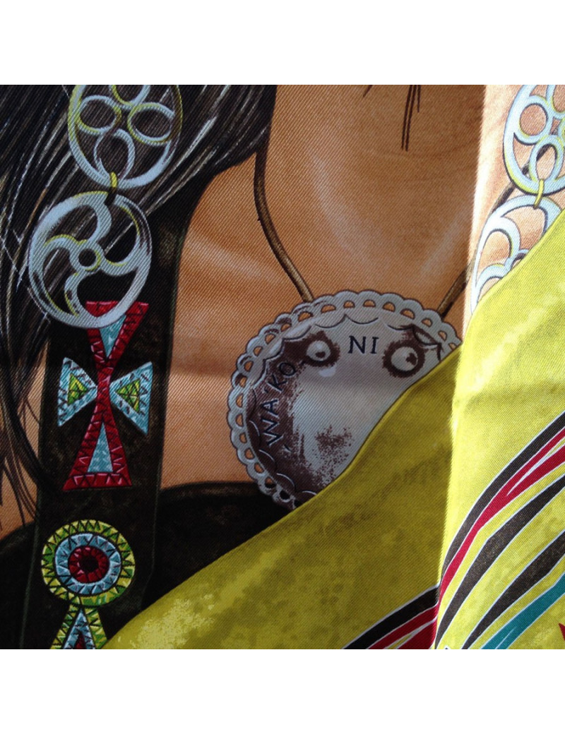 Hermès "WA ' KO NI" Princess Indian yellow silk
