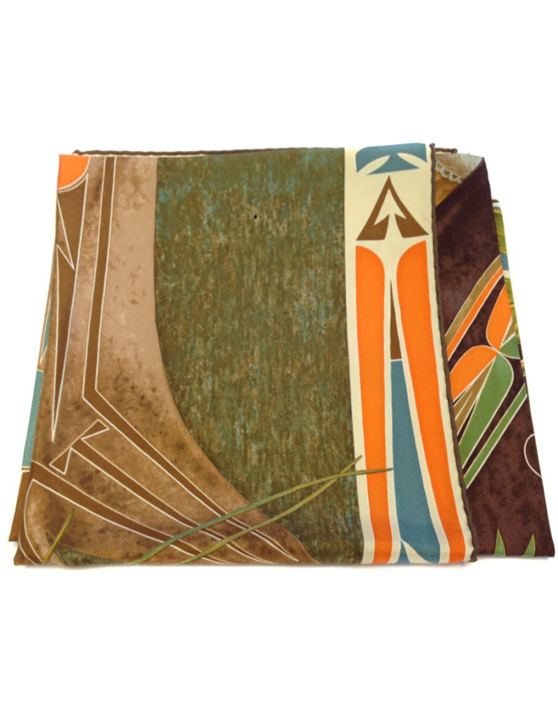 Carré HERMES "WA'KO NI" princesse indienne en soie orange