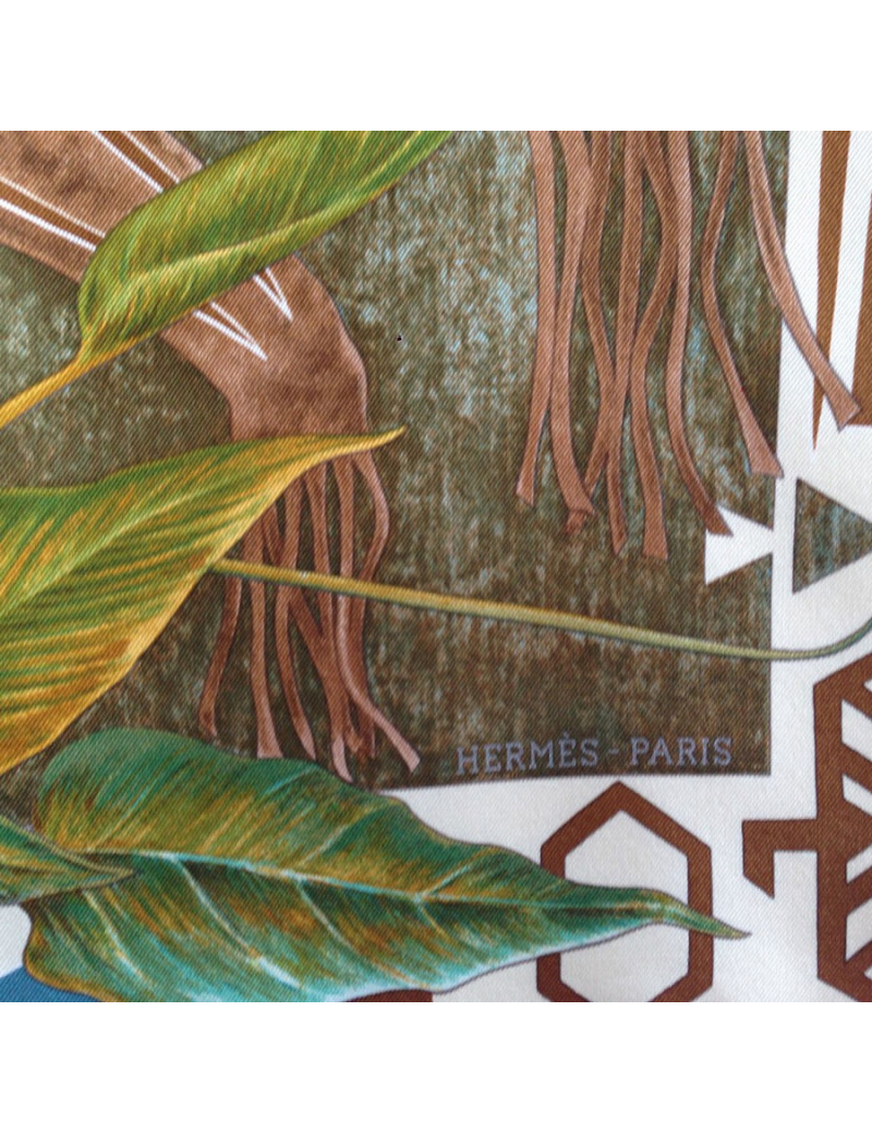 Carré HERMES "WA'KO NI" princesse indienne en soie orange