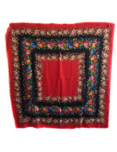 YVES SAINT LAURENT black and red shawl