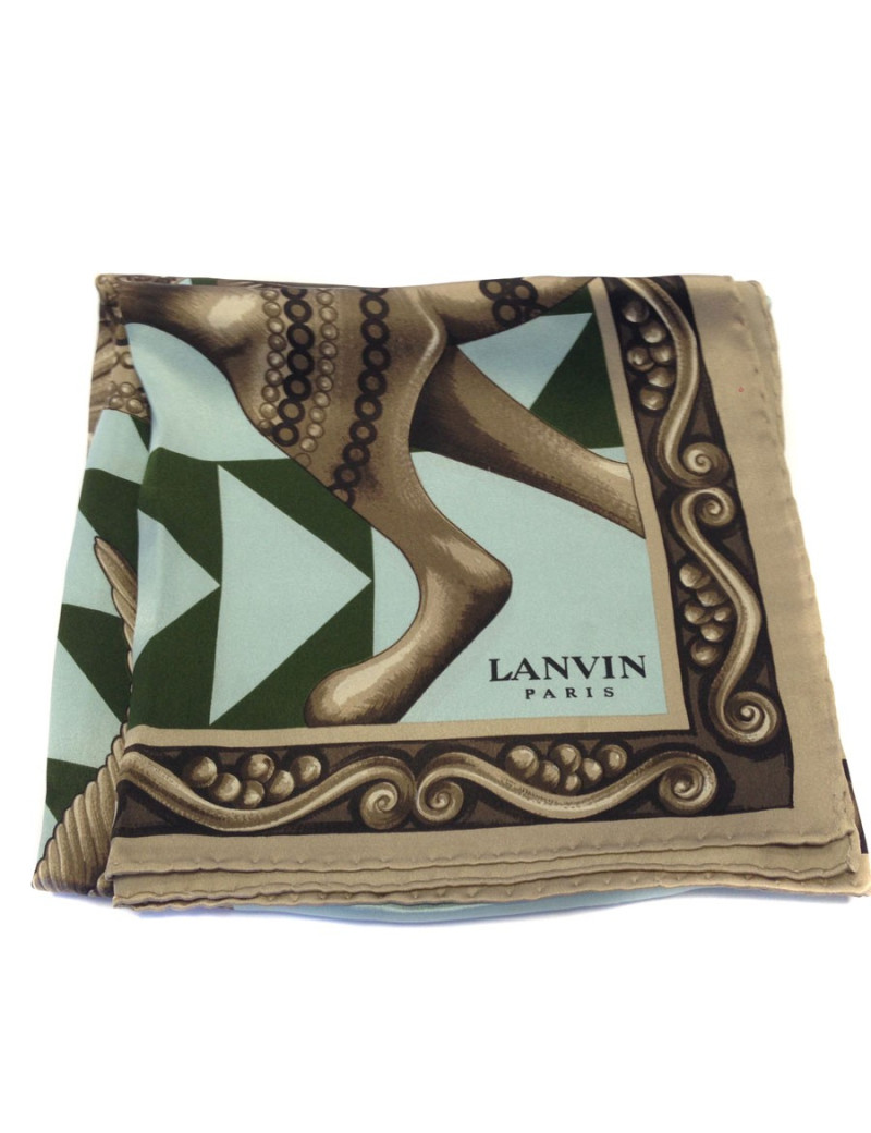 Foulard LANVIN en soie bronze et bleu