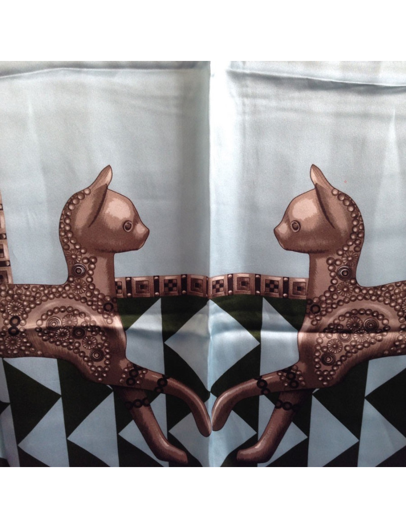 Foulard LANVIN en soie bronze et bleu