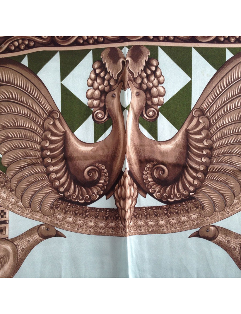 Foulard LANVIN en soie bronze et bleu