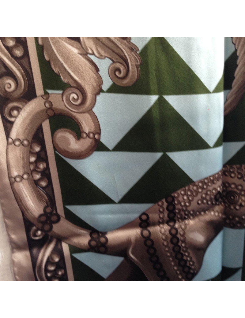 Foulard LANVIN en soie bronze et bleu