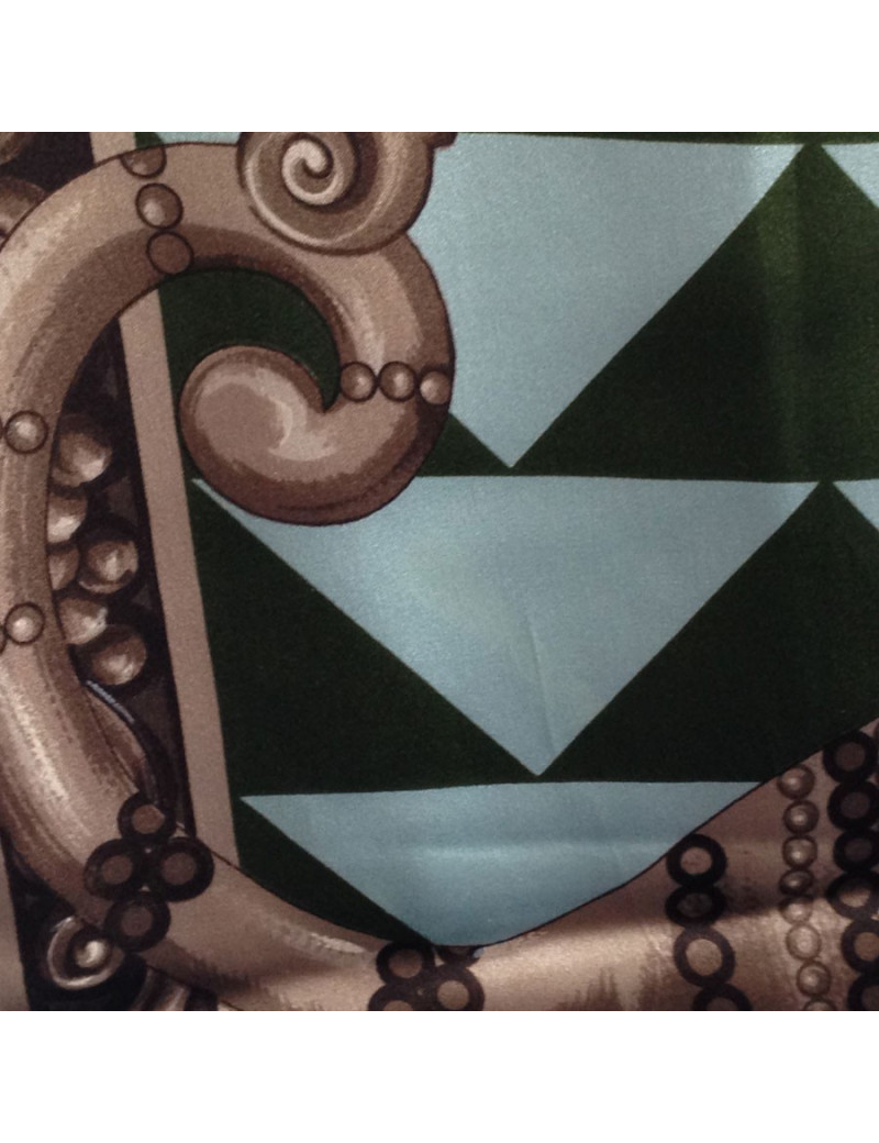 Foulard LANVIN en soie bronze et bleu