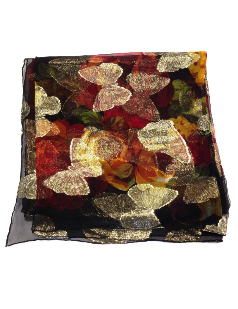 Foulard YVES SAINT LAURENT noir et or