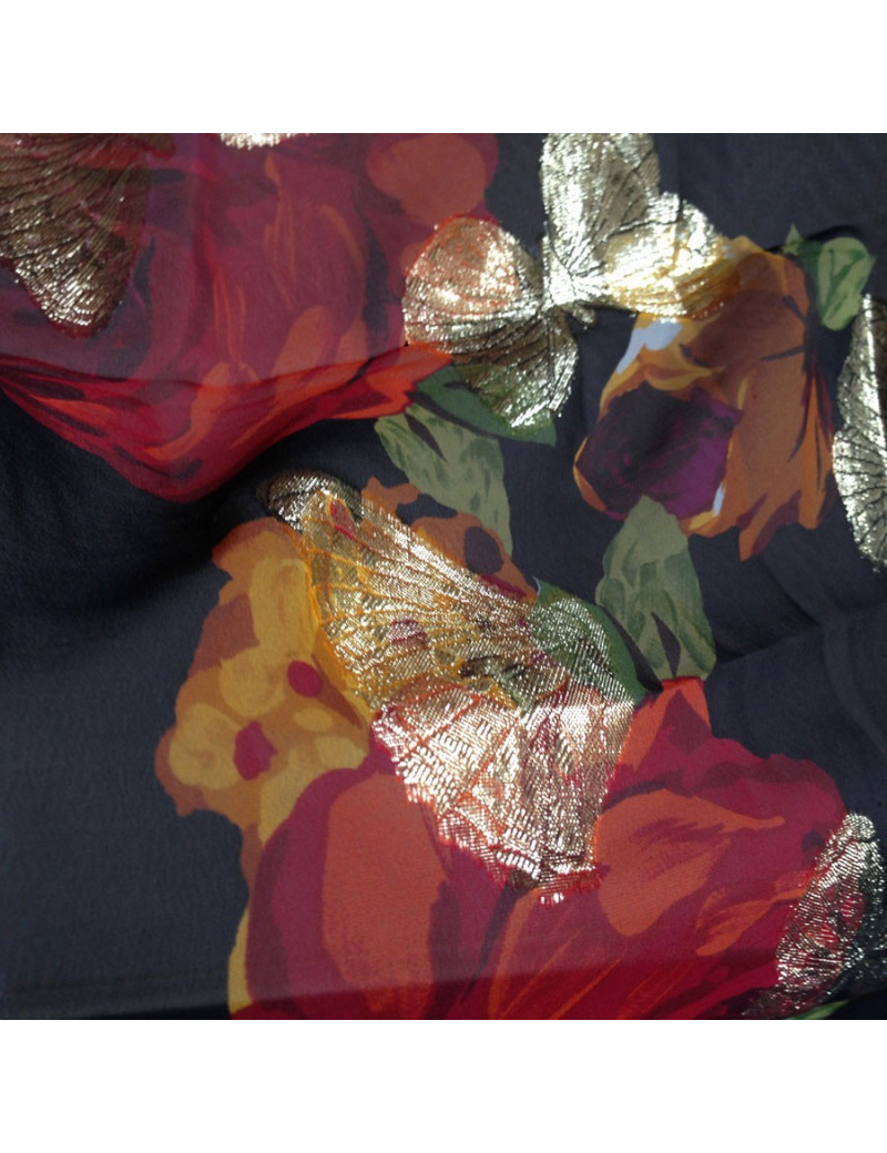 Foulard YVES SAINT LAURENT noir et or