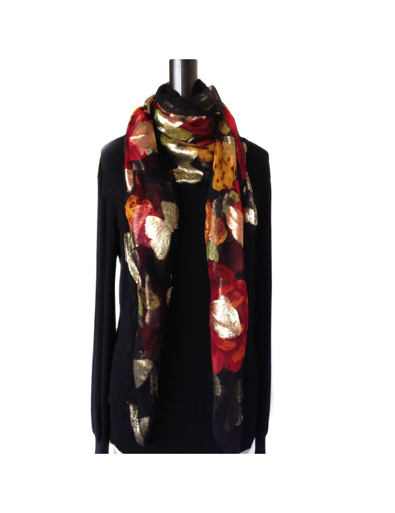 Foulard YVES SAINT LAURENT noir et or