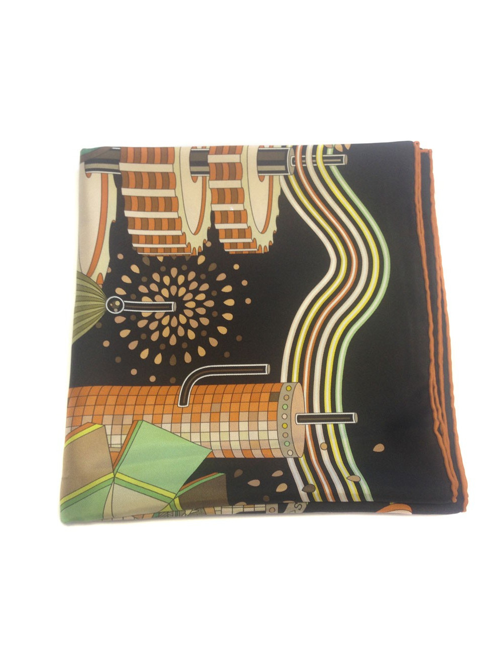 Carré HERMES "Le Laboratoire Du Temps" en soie multicolore