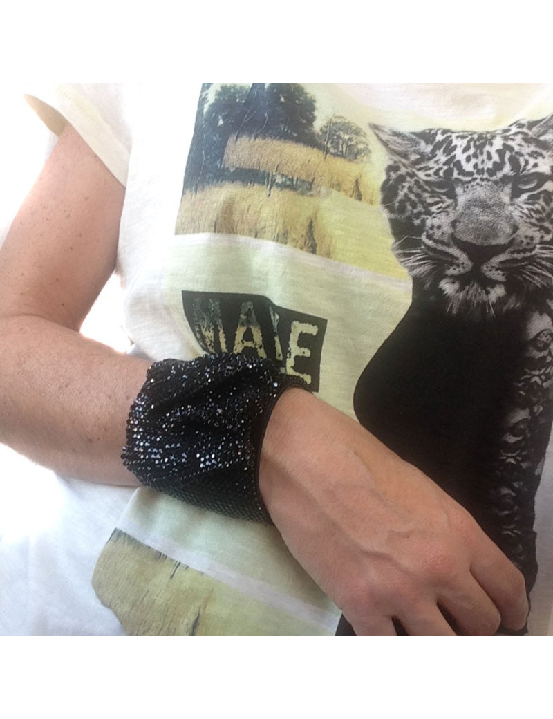 BALMAIN Black mesh Crystal bracelet