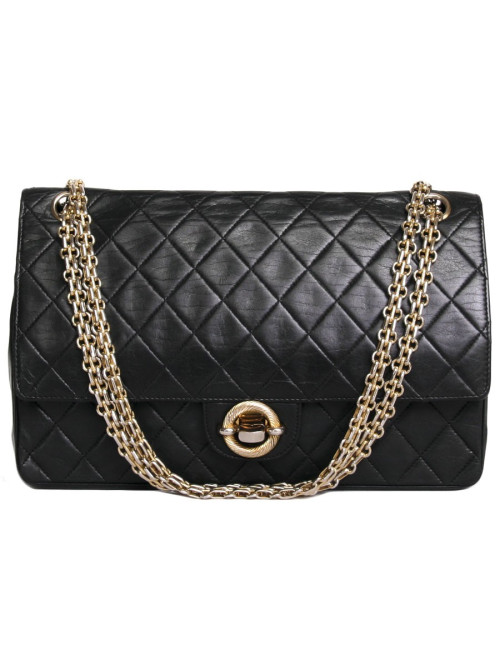 Sac timeless CHANEL matelassé noir Vintage