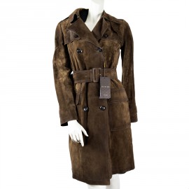 GUCCI T42 It brown suede trench coat