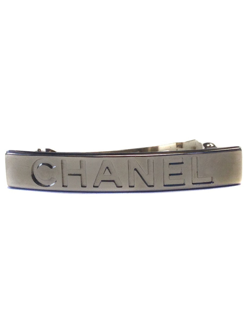Barrette pour cheveux  CHANEL en métal argenté 