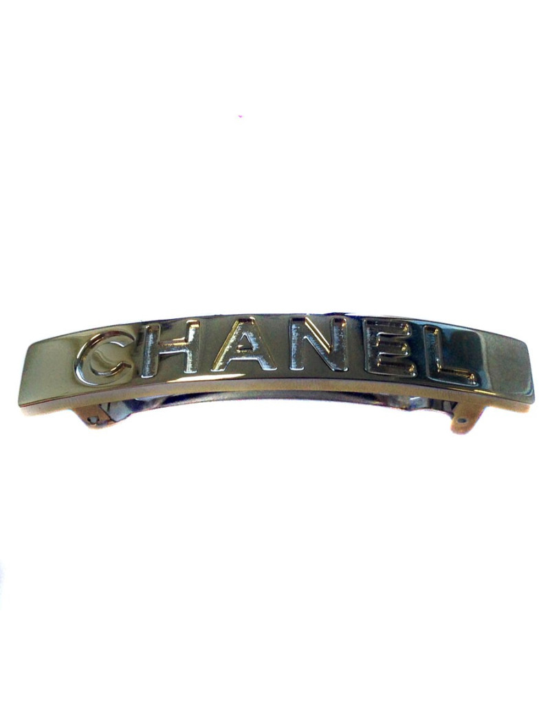 Barrette pour cheveux CHANEL en métal argenté 