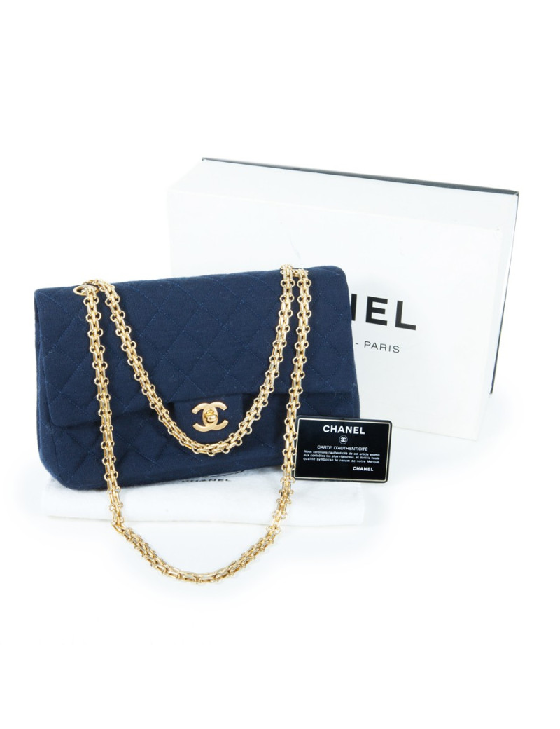 Sac CHANEL jersey bleu 