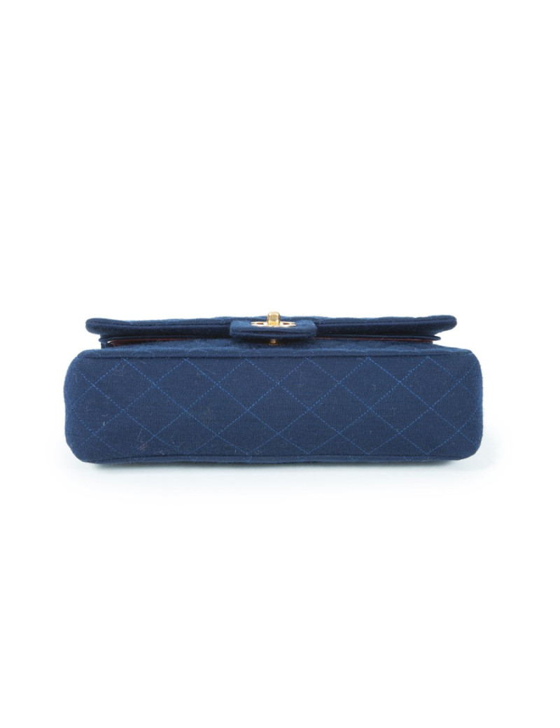 Sac Timeless CHANEL jersey bleu 