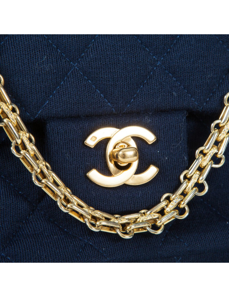Sac CHANEL jersey bleu 