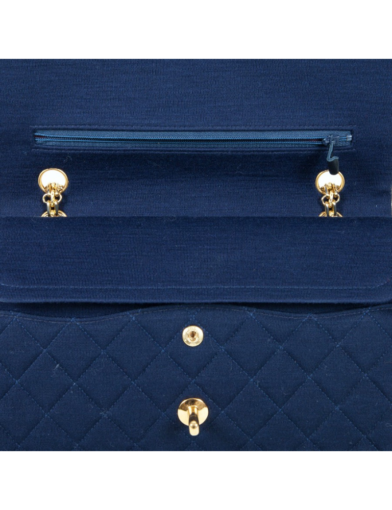 Sac CHANEL jersey bleu 