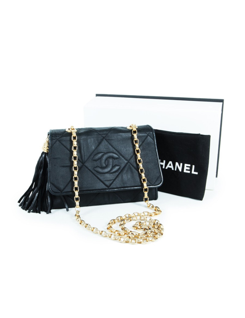 Sac du soir CHANEL en satin duchesse noir
