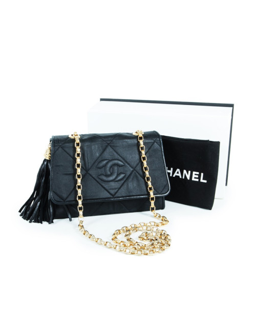 Sac du soir CHANEL en satin duchesse noir